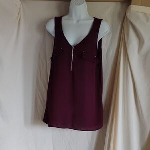 Chic V-Neck Burgundy Blouse